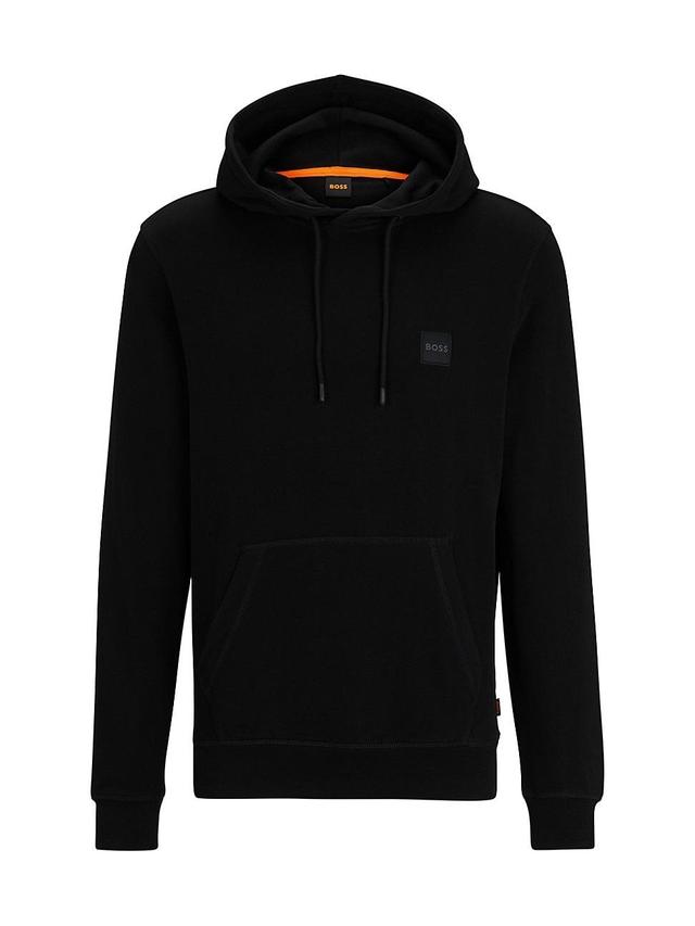 French-Terry-Cotton Hooded Sweatshirt With Logo Patch Product Image