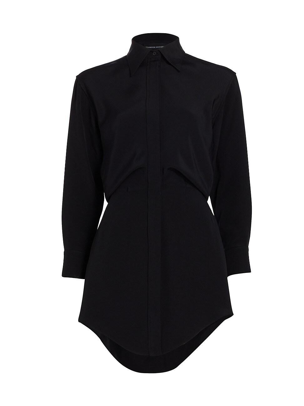 Brandon Maxwell The Vera Silk Crepe Mini Shirtdress Product Image