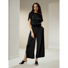 Wide leg cropped silk pants product image