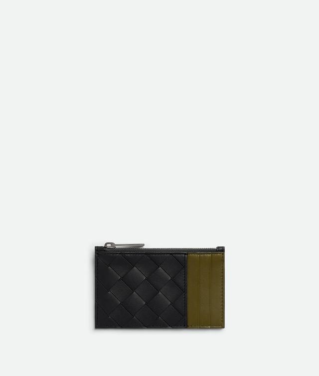 Men's Intrecciato Zippered Card Case in Shadow/olive oil Product Image