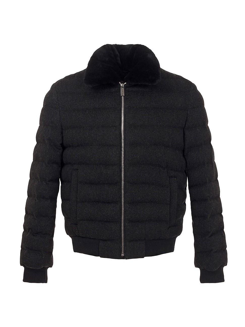 Mens Quilted Wool Jacket with Shearling Lamb Product Image