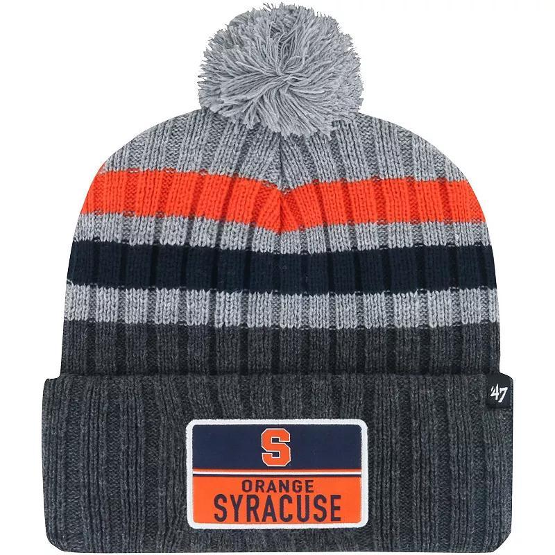 Mens 47 Charcoal Syracuse Orange StackStriped Cuffed Knit Hat with Pom Product Image