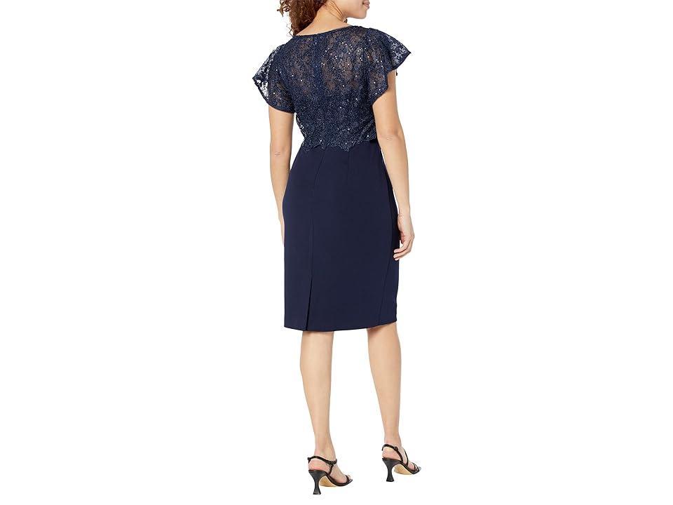 Adrianna Papell Sequin Guipure Lace Popover Top Sheath Dress Women's Dress Product Image