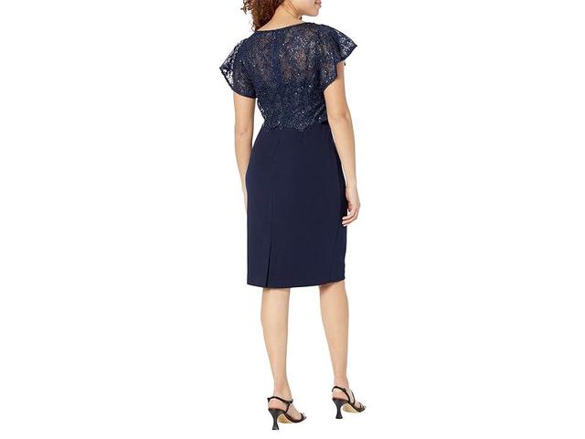 Adrianna Papell Stretch Round Neck Flutter Cap Sleeve with Sequin Lace Popover Dress Product Image