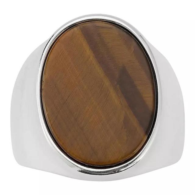 Menster Mens Sterling Silver Tigers Eye Large Oval Signet Ring Product Image