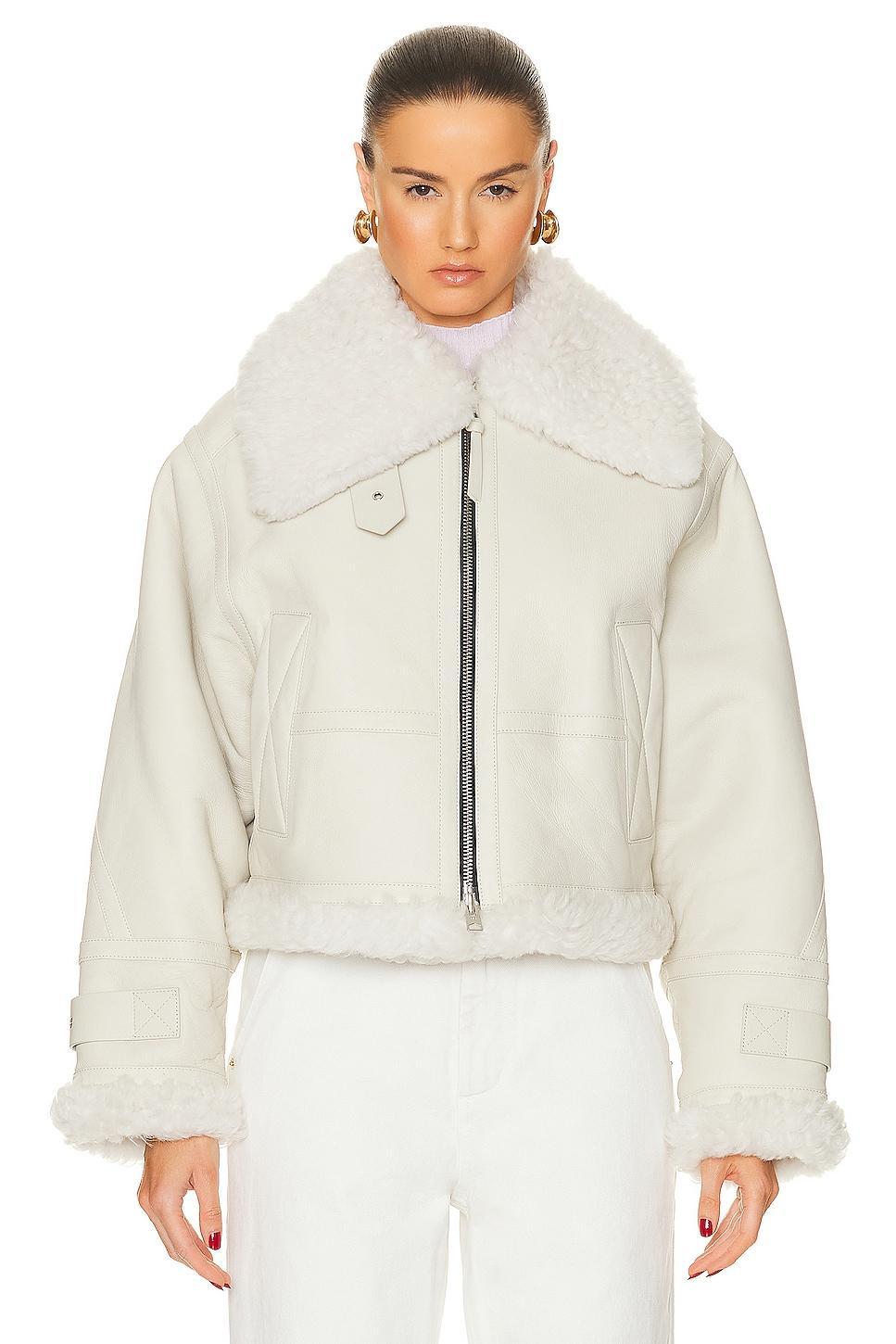 AGOLDE x Shoreditch Ski Club Lola Shearling Jacket in Cream. Product Image