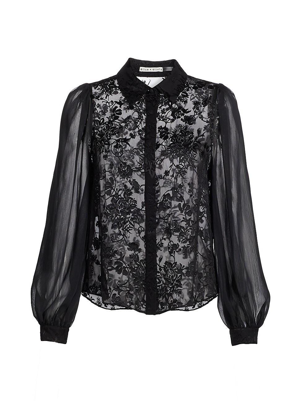 Womens Roanne Semi-Sheer Lace Shirt product image