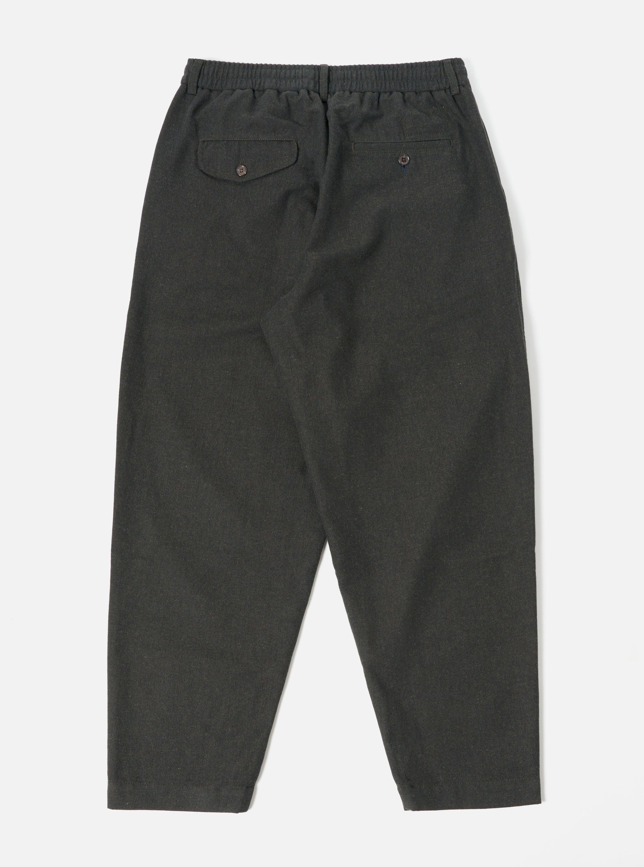 Universal Works Pleated Track Pant in Olive Upcycled Italian Tweed Product Image