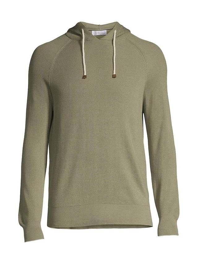 Mens Ribbed Cotton Hoodie Product Image