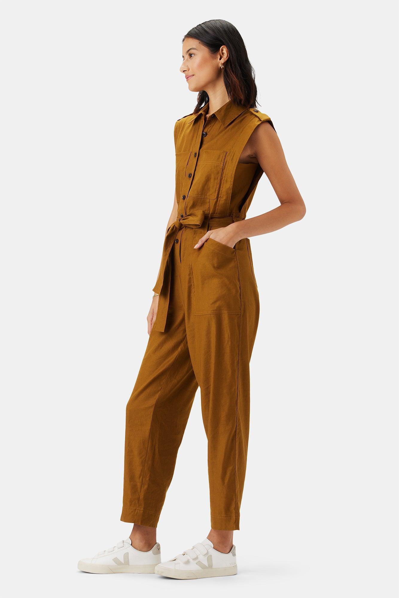 Sienna Femme Fete Stretch Jumpsuit - Spice Brown Product Image