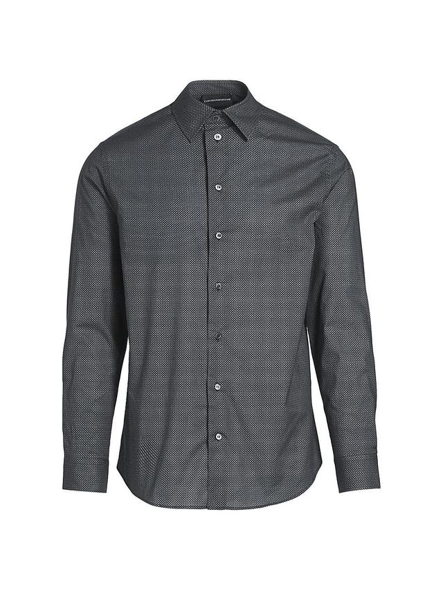 Emporio Armani Microgeo Stretch Button-Up Shirt Product Image