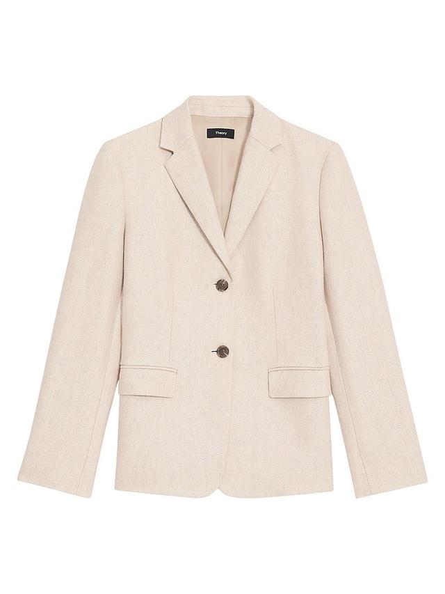 Womens Linen Single-Breasted Blazer Product Image