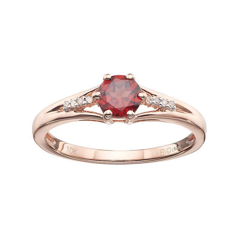 Gemminded 10k Rose Gold Garnet & Diamond Accent Ring, Womens Red Product Image