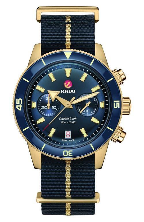 Rado Mens Swiss Automatic Chronograph Captain Cook Blue Nato Strap Watch 43mm Product Image