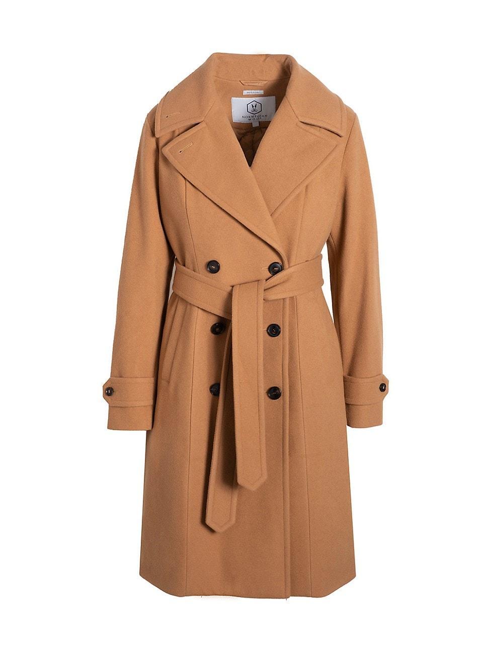 Womens Wool-Blend Double-Breasted Down Coat product image