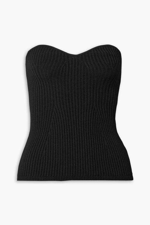 Lucie Strapless Ribbed-knit Top In Black Product Image