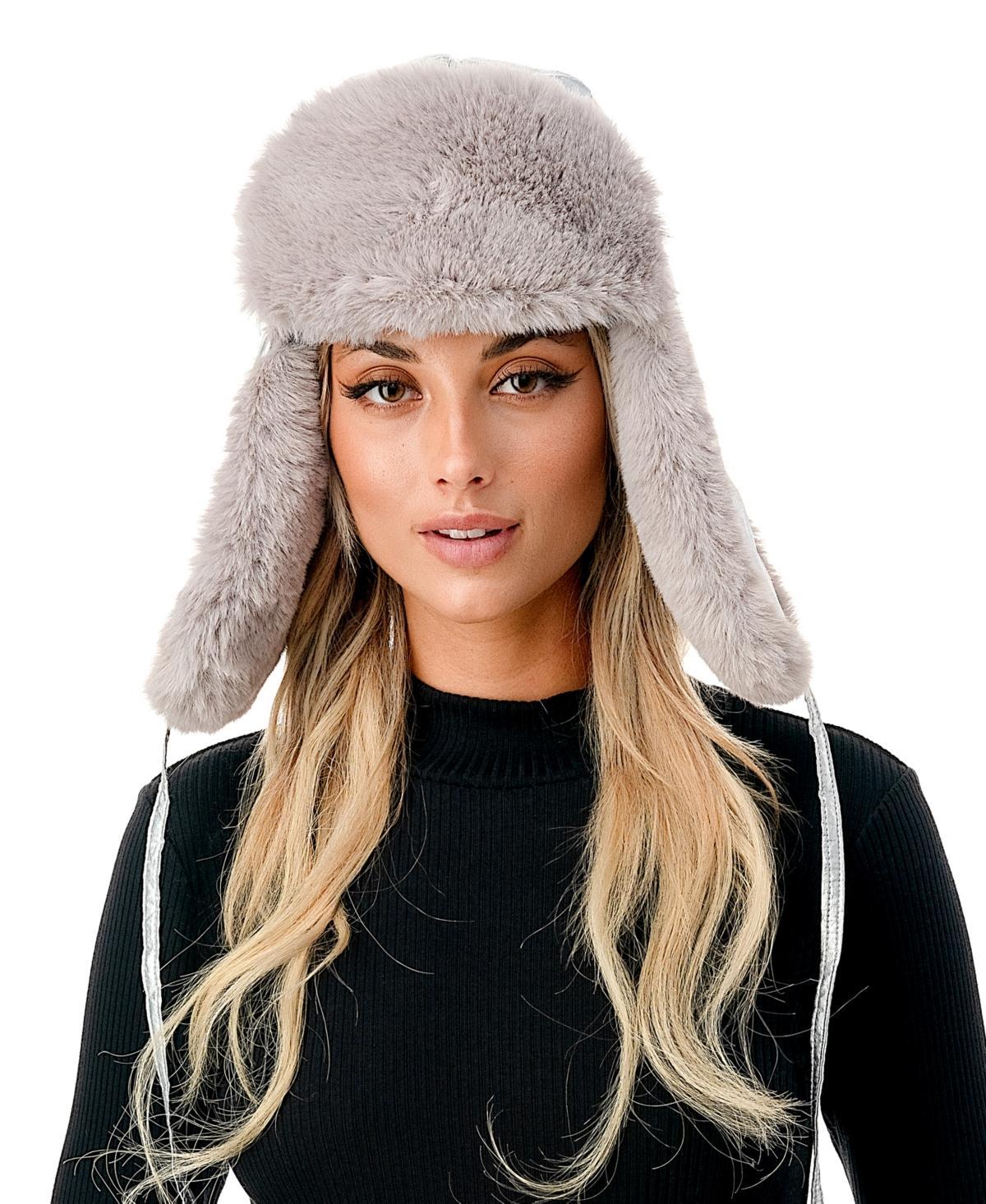 Marcus Adler Womens Metallic Faux Fur Trapper Hat Product Image