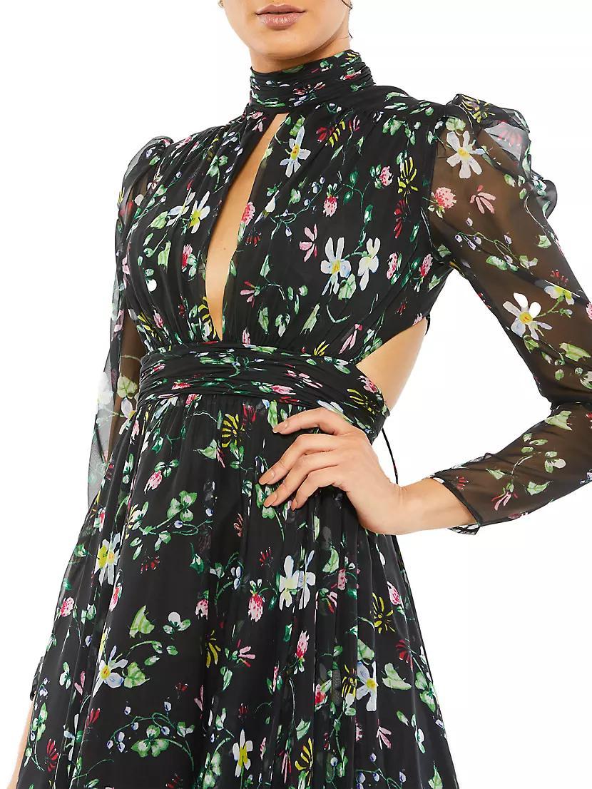 Floral-Print Chiffon Gown Product Image