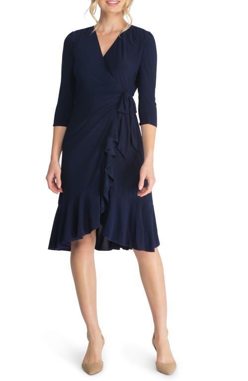 Kiyonna Womens Whimsy Ruffled Midi Wrap Dress Product Image