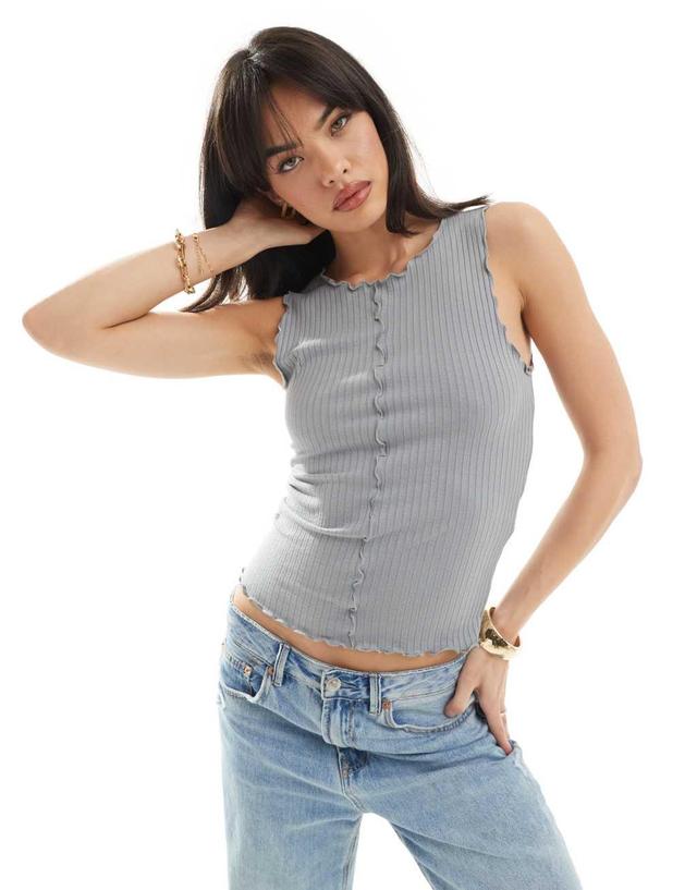 JDY front seam tank top in gray Product Image