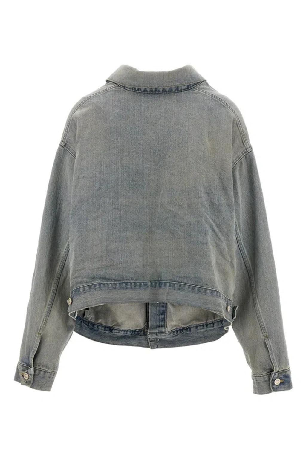 BALENCIAGA Off-shoulder Denim Jacket Casual Jackets, Parka In Blue Product Image