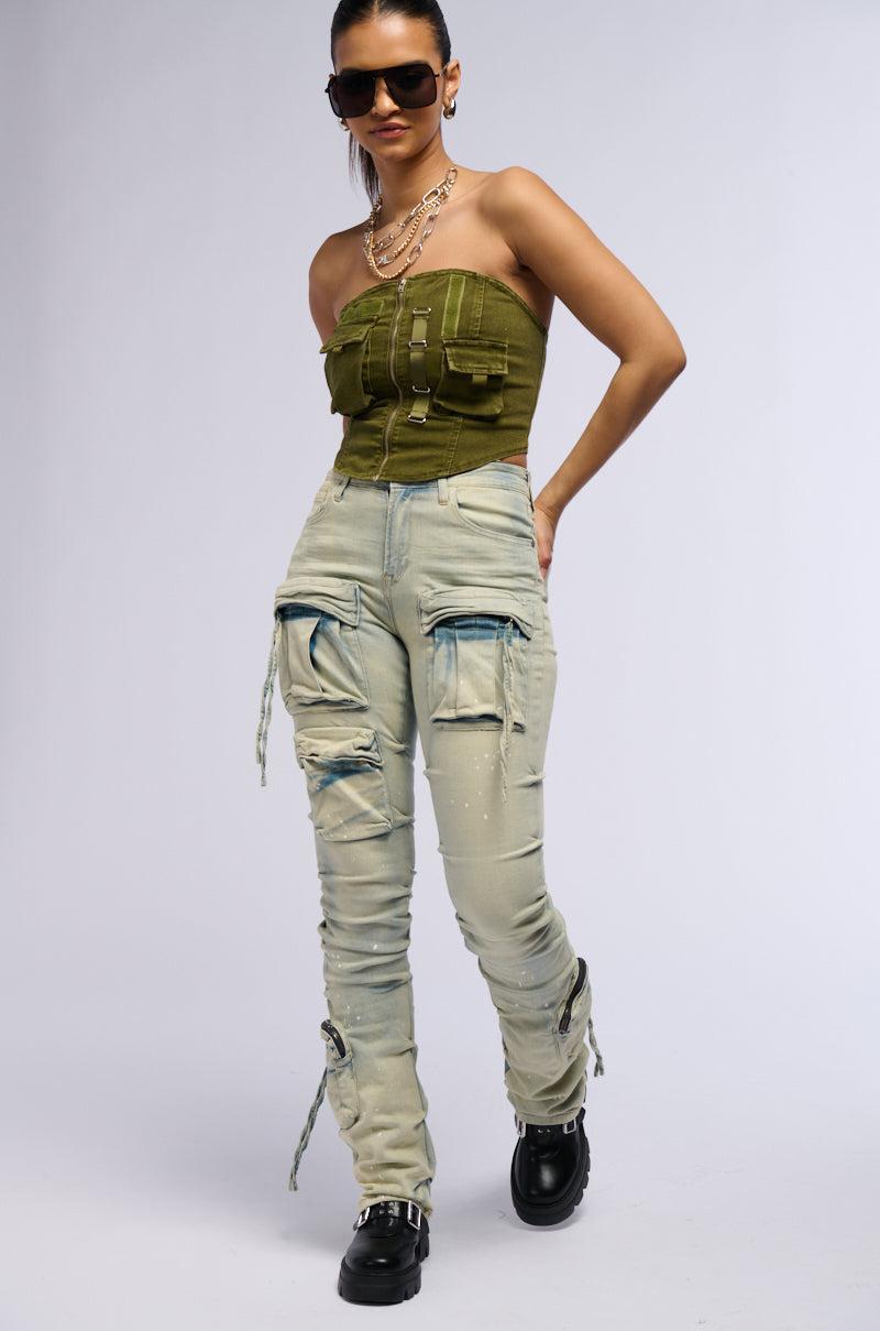 OMBRE BLUE HIGH RISE STACKED JEANS Product Image