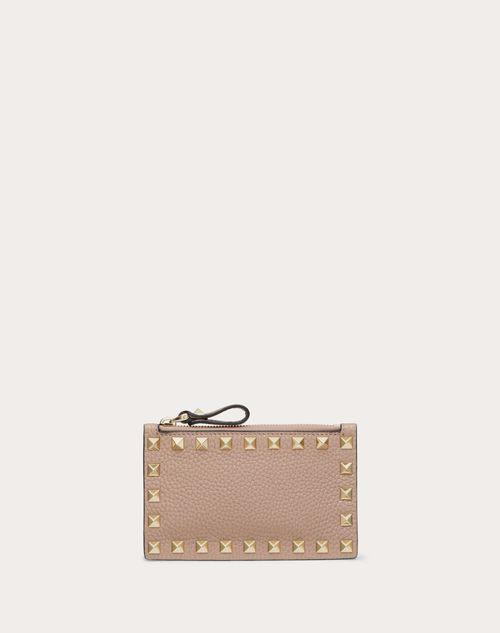 ROCKSTUD GRAINY CALFSKIN CARDHOLDER WITH ZIPPER Product Image