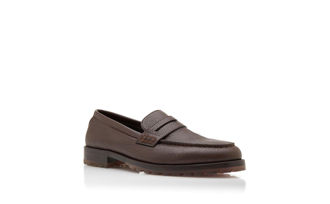 RANDY Dark Brown Calf Leather Penny Loafers Product Image