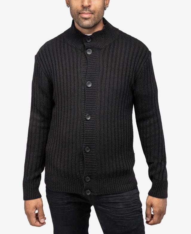 X Ray Mens Ribbed Highneck Cardigan - Silver Product Image