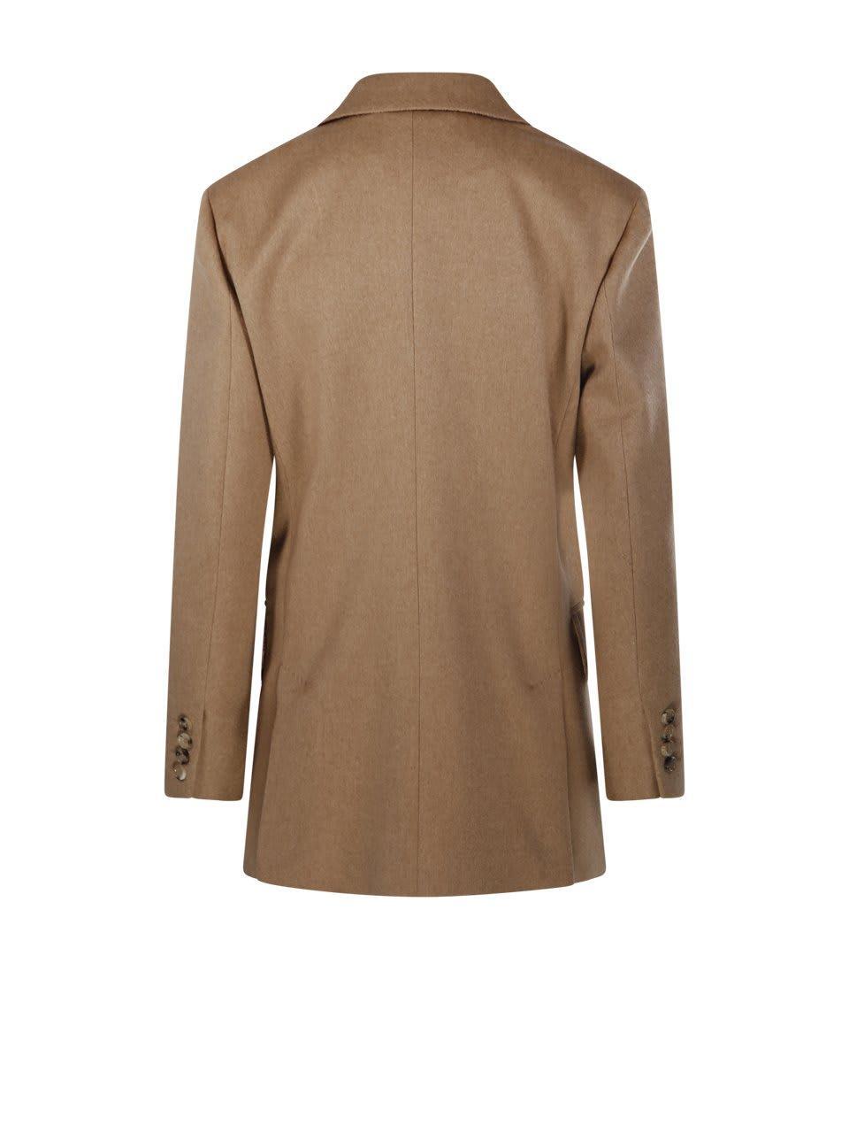 MAX MARA Falster Double-breasted Long-sleeved Jacket In Beige Product Image