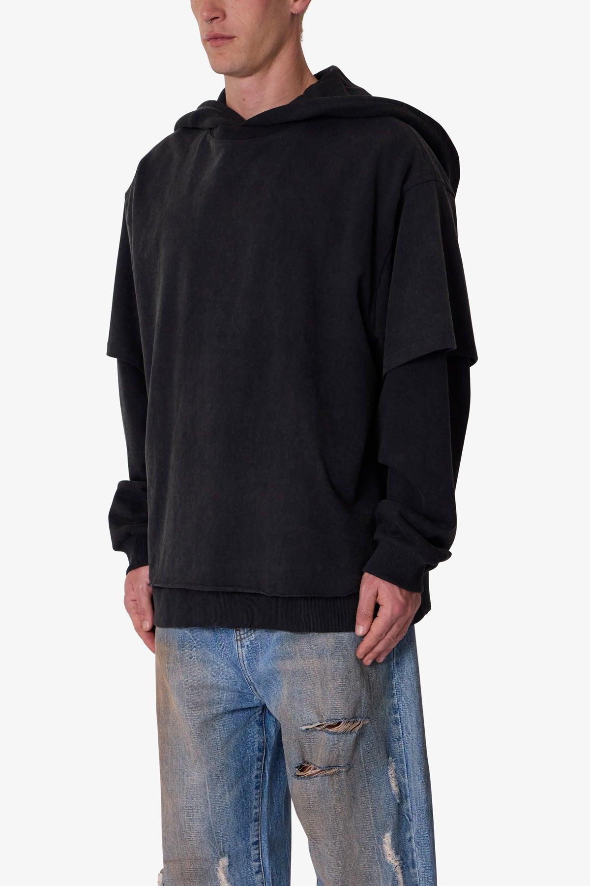 Over Tee Layer Hoodie - Washed Black Product Image