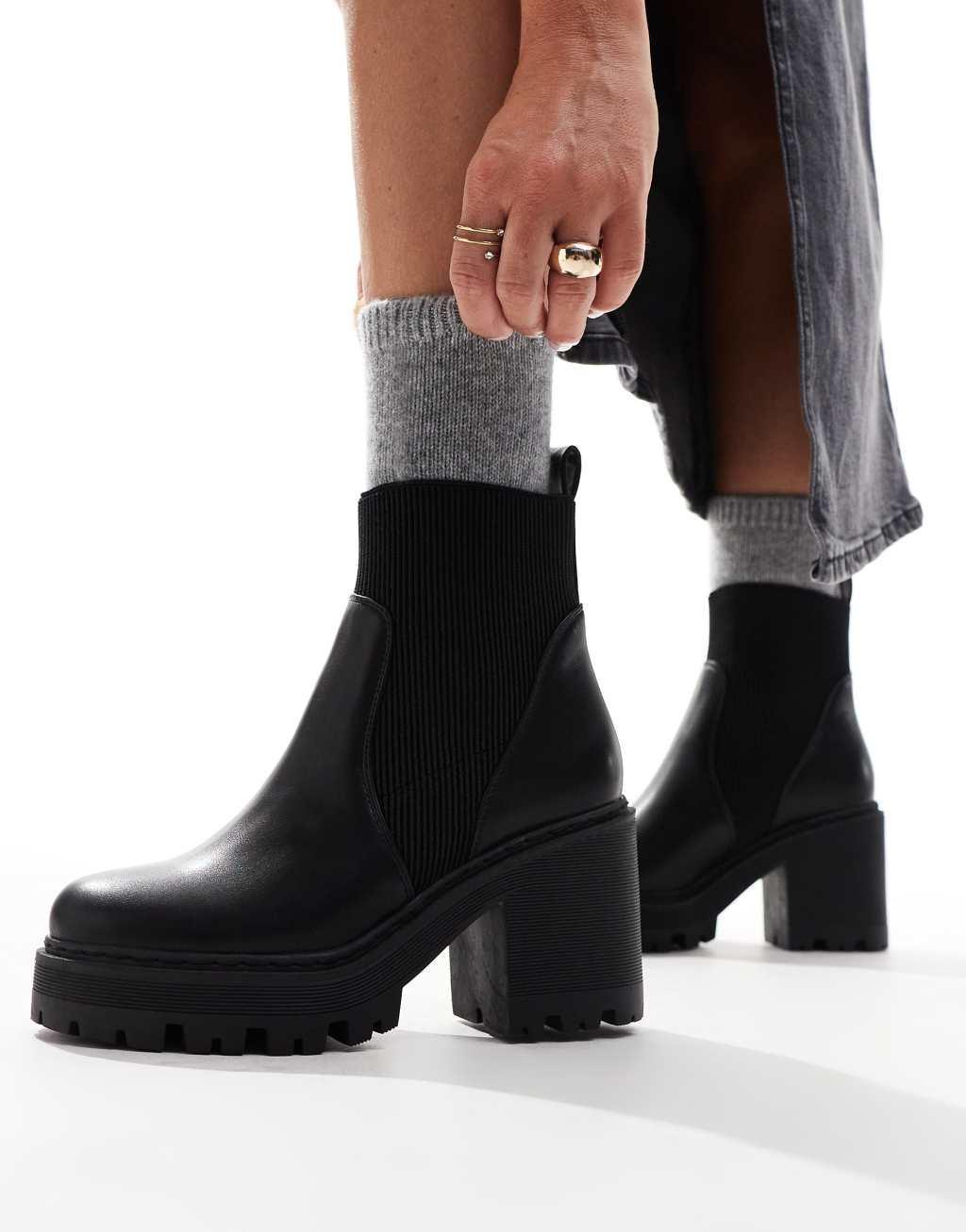 SEQWL chunky ankle boots in black PU product image