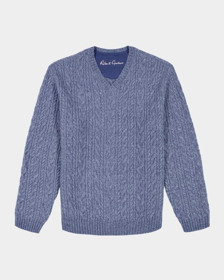 Men's Anson V-Neck Cable Knit Sweater Product Image