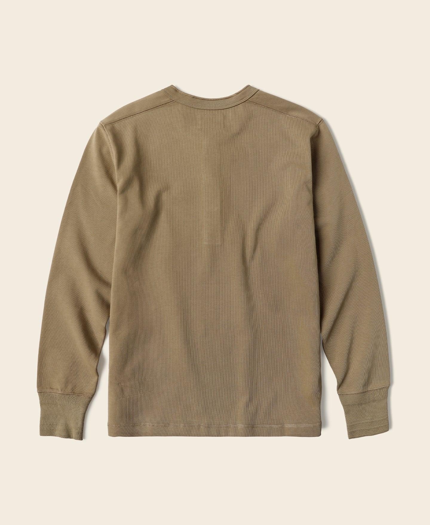 Vintage Long Sleeve Henley Shirt - Khaki Product Image