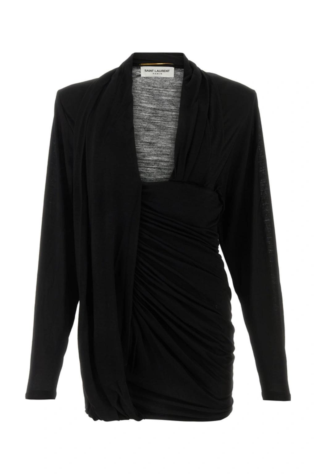 SAINT LAURENT Draped Long In Black Product Image