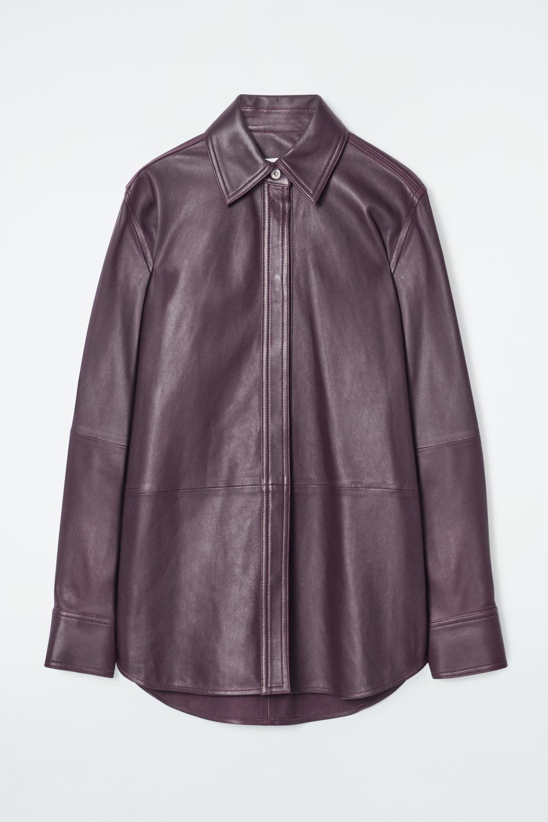 TOPSTITCHED LEATHER SHIRT product image