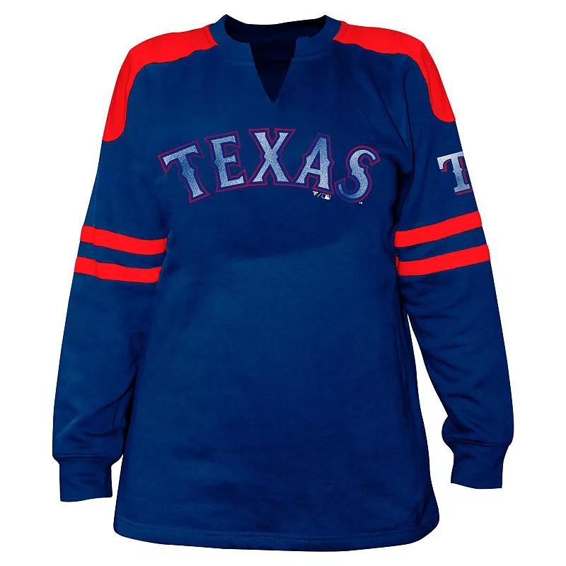 Womens Profile Royal Texas Rangers Plus Size Notch Neck Fleece Long Sleeve T-Shirt Product Image