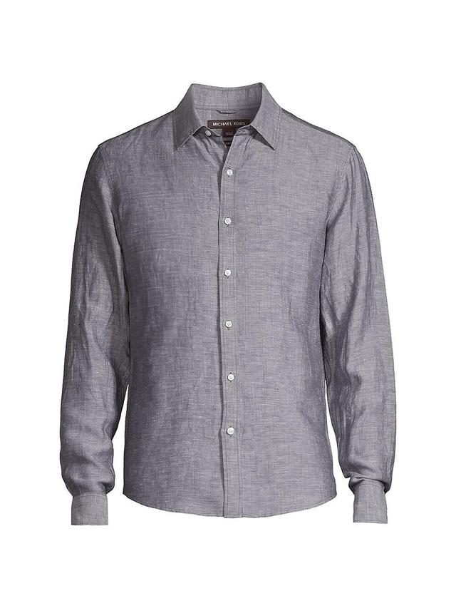 Mens Linen-Blend Slim-Fit Shirt Product Image