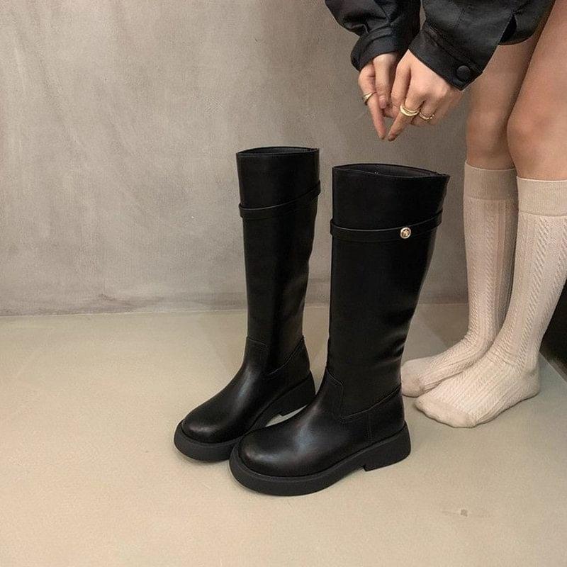 Faux Leather Tall Boots Product Image