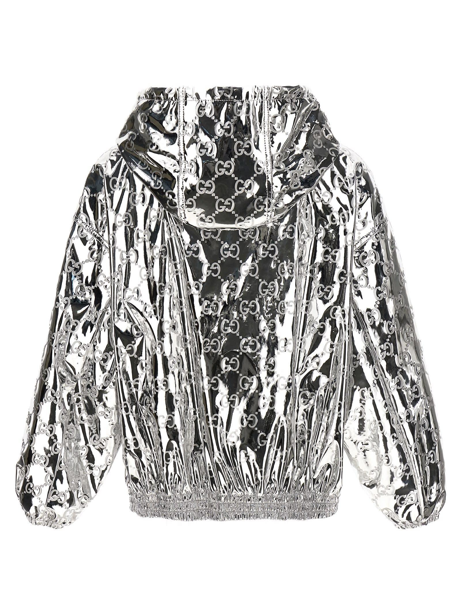 Viscose Blend Bomber Jacket In Silver Product Image