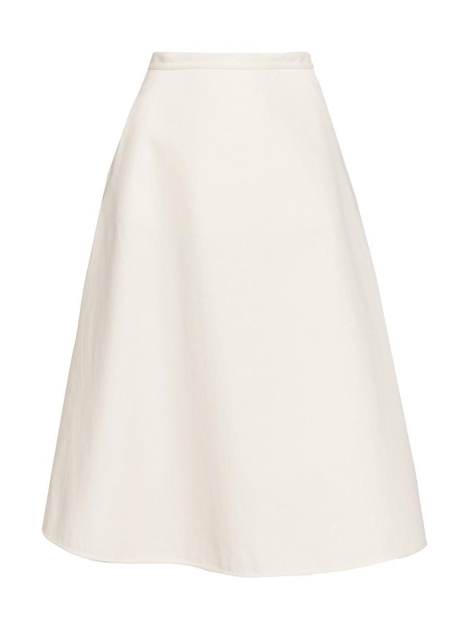 Womens A-Line Cotton Midi-Skirt product image