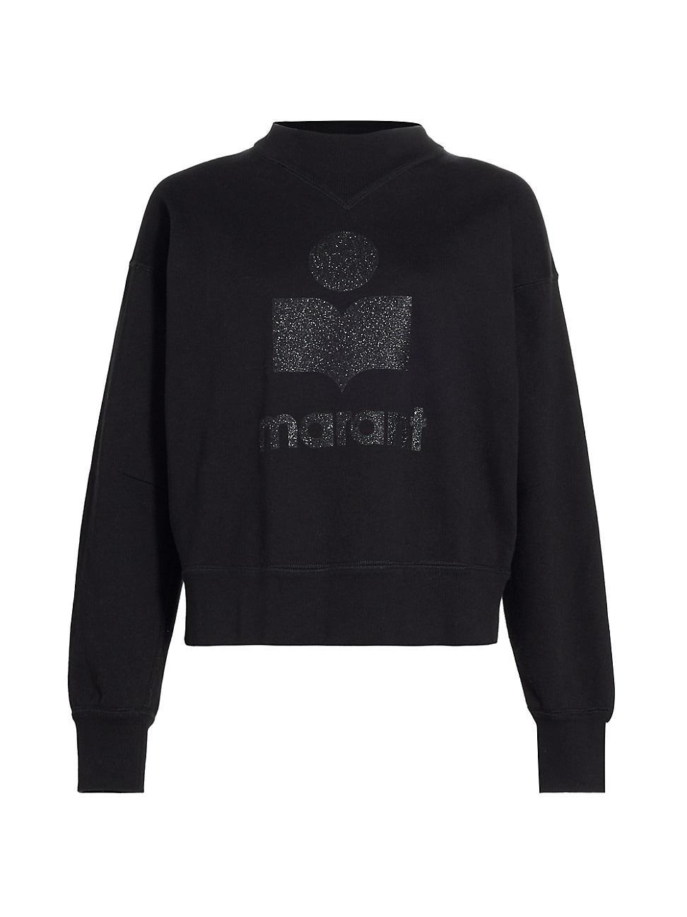 Isabel Marant toile Moby Mock Neck Cotton Blend Logo Graphic Sweatshirt Product Image