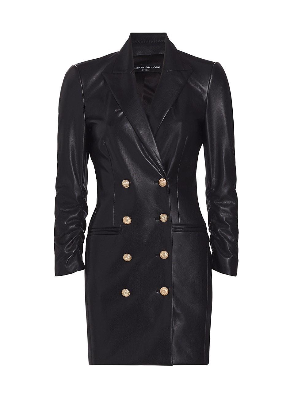 Womens Nala Faux Leather Blazer Dress Product Image