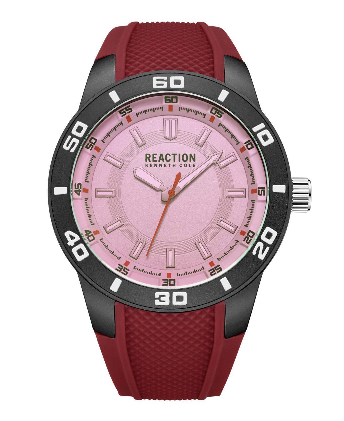 Kenneth Cole Reaction Mens Sporty Three Hand Red Silicon Strap Watch, 49mm Product Image