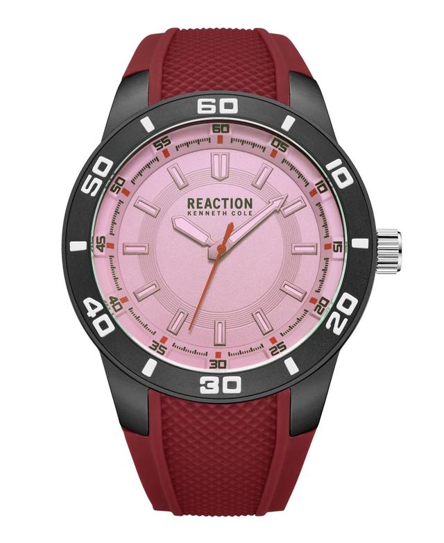 Kenneth Cole Reaction Mens Sporty Three Hand Red Silicon Strap Watch, 49mm Product Image