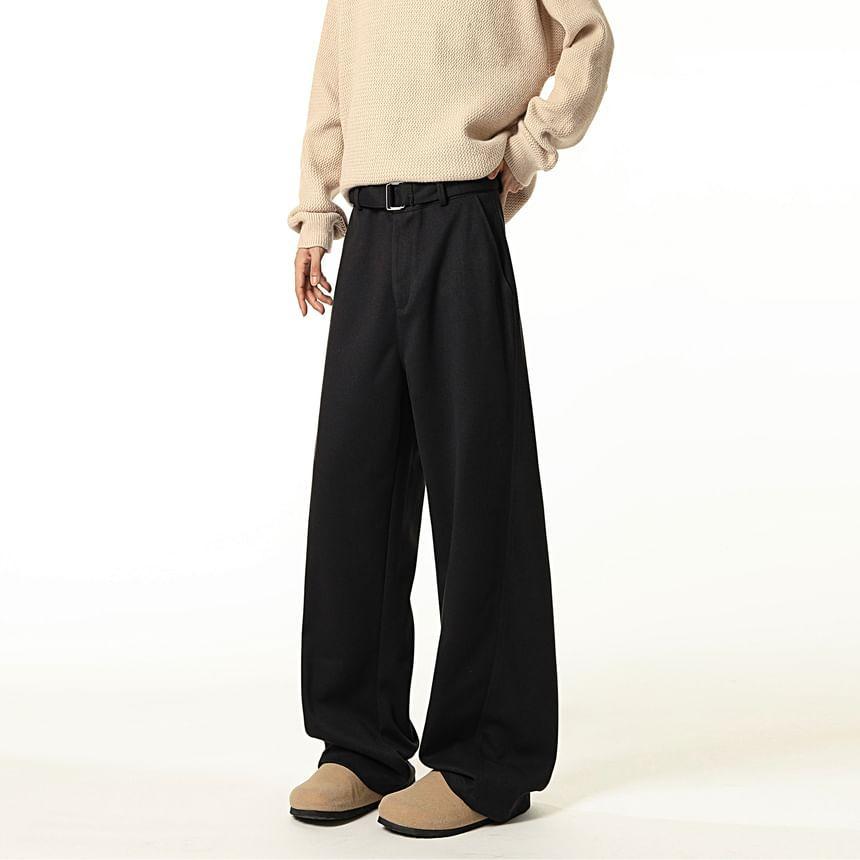 High Waist Plain Wide Leg Dress Pants Product Image