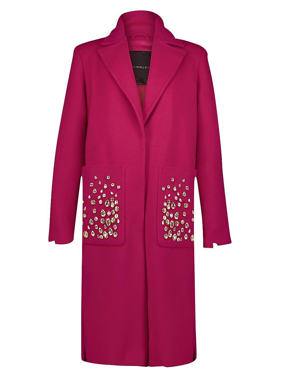 Womens Colette Crystal-Embellished Wool Coat Product Image