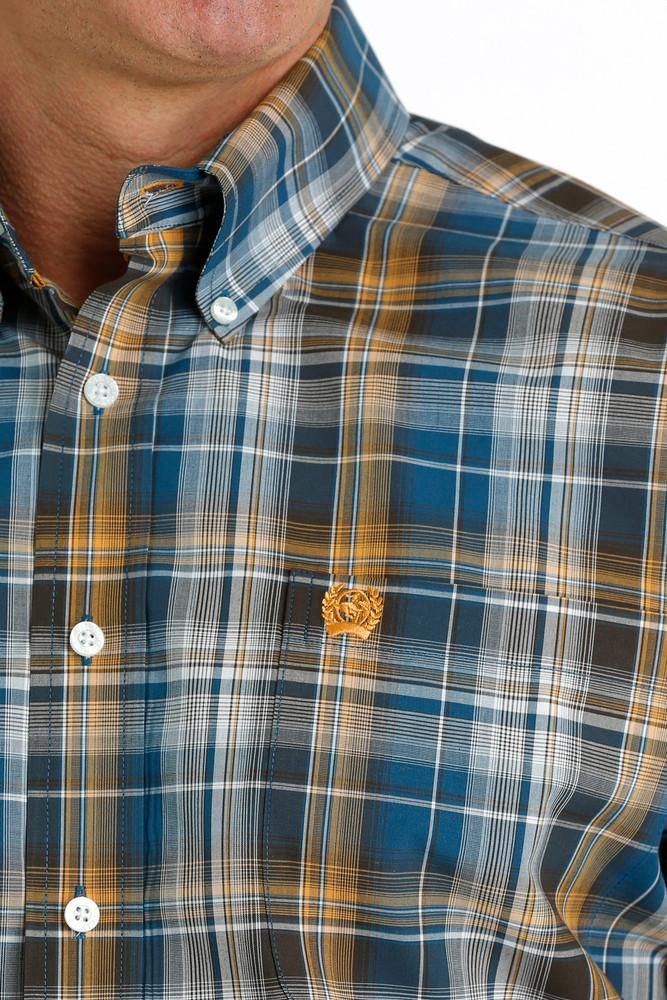 SALE Cinch® Men's L/S Blue/Yellow/Brown/White Plaid Button Shirt Product Image