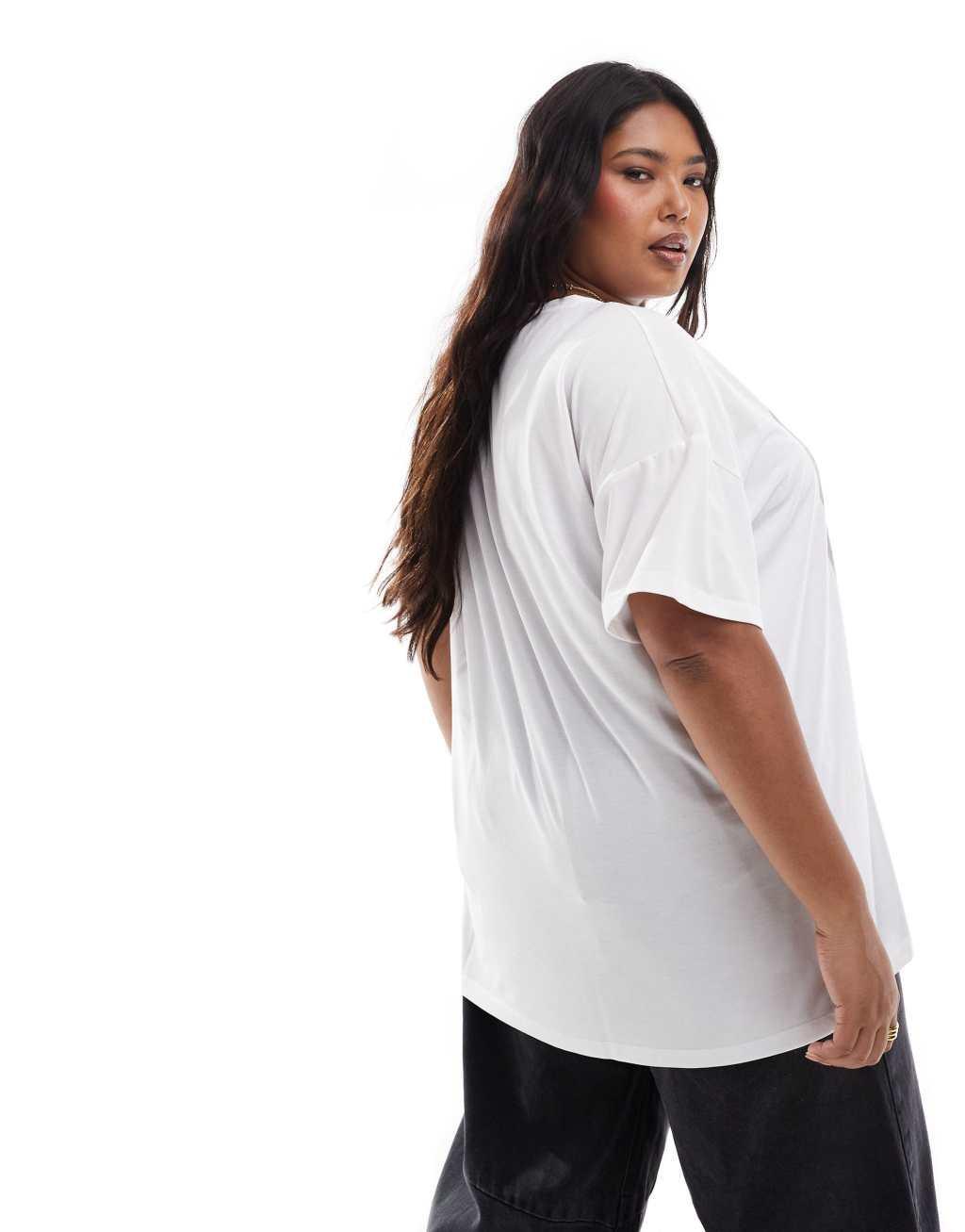 ONLY Curve boxy top with disco ball print in white Product Image