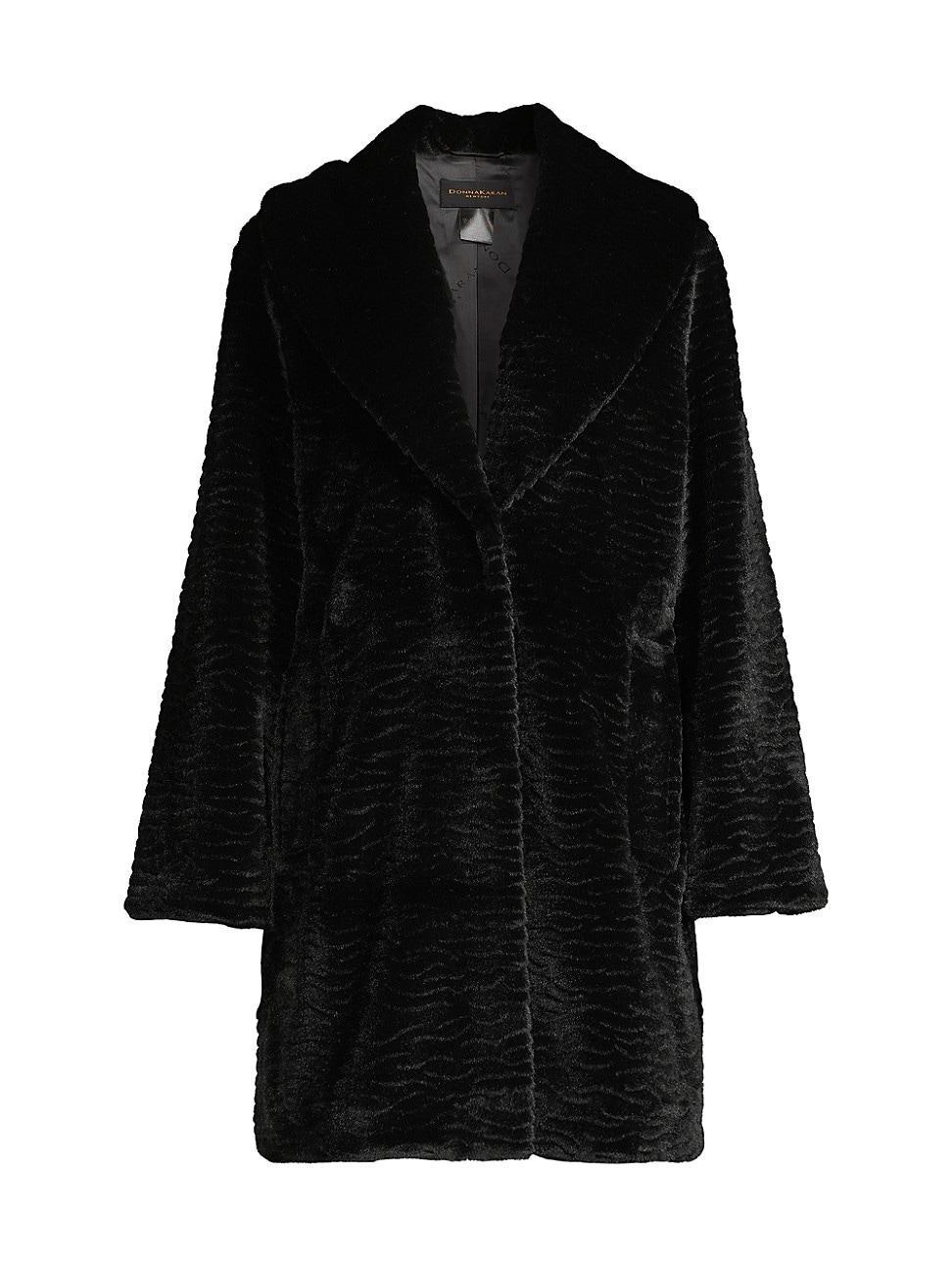 Womens Shawl Collar Faux Fur Coat Product Image